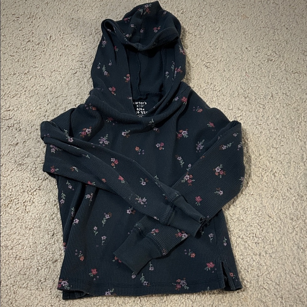 Carter's Navy Floral Hooded Top